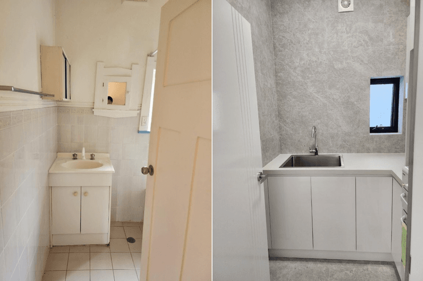 Sophisticated Laundry from Bathroom Conversion